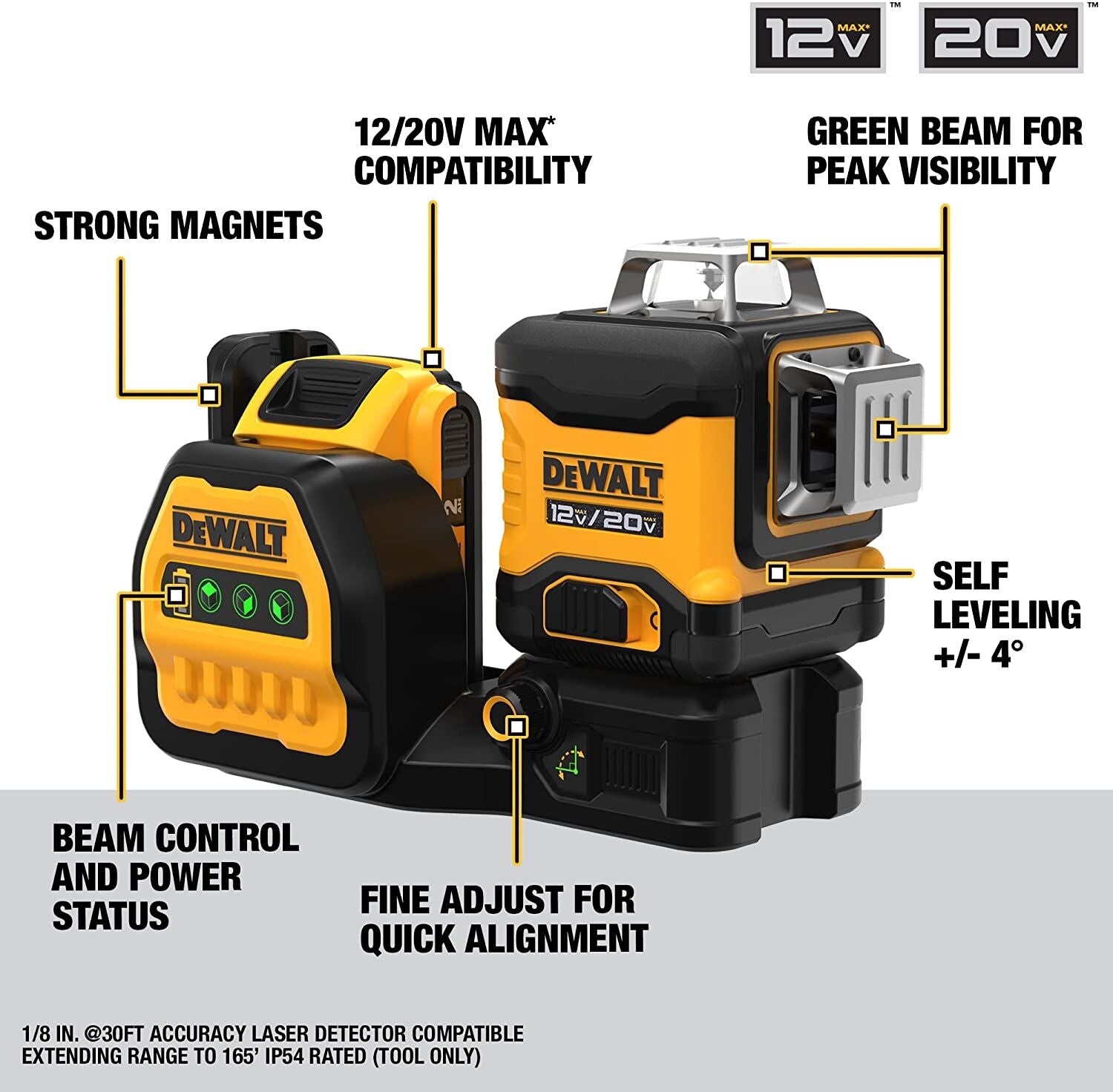 AUTOMATIC 360° 3-LINE GREEN LASER LEVEL 12V / 20V