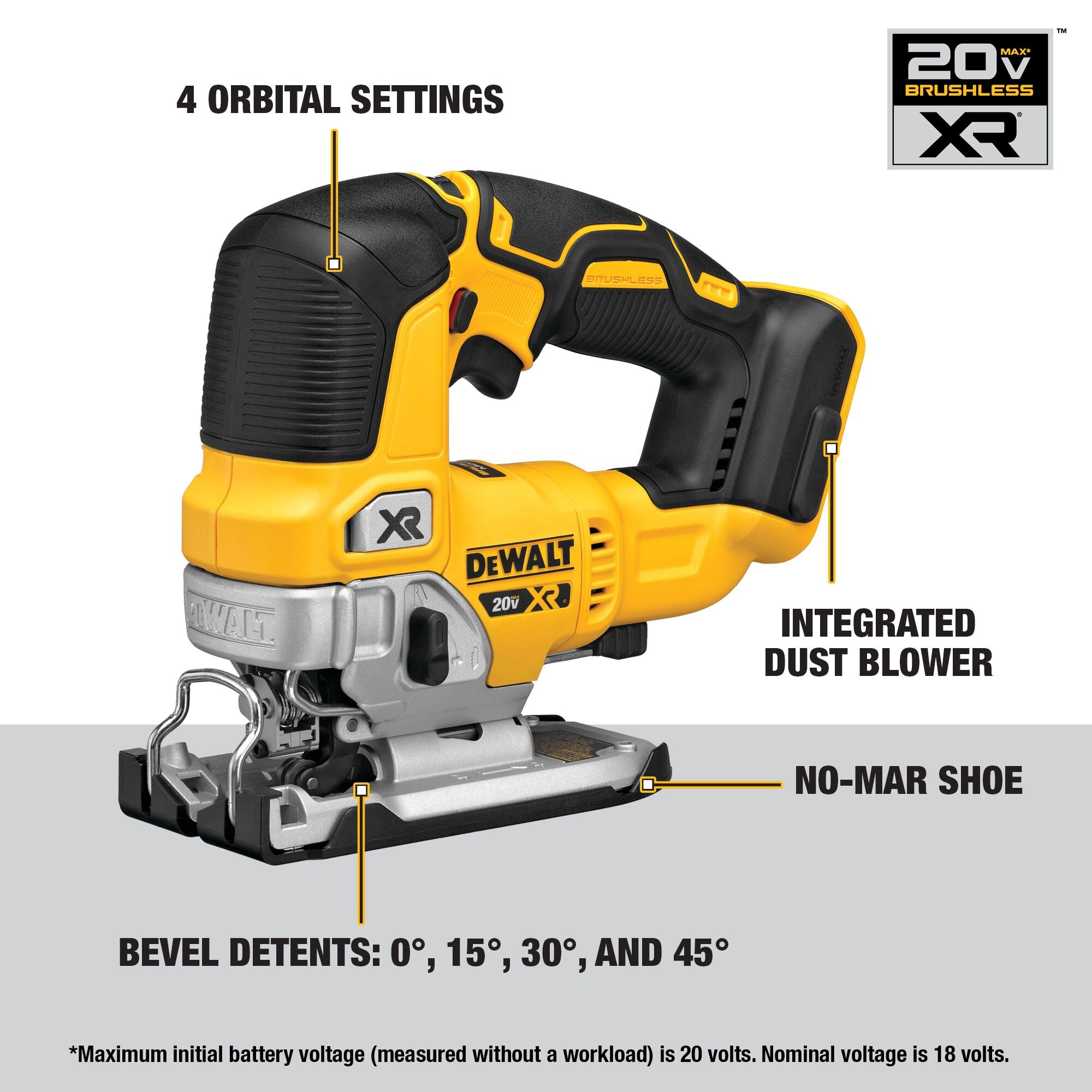 SCIE SAUTEUSE À POIGNÉE SUPÉRIEURE BRUSHLESS 20V MAX XR