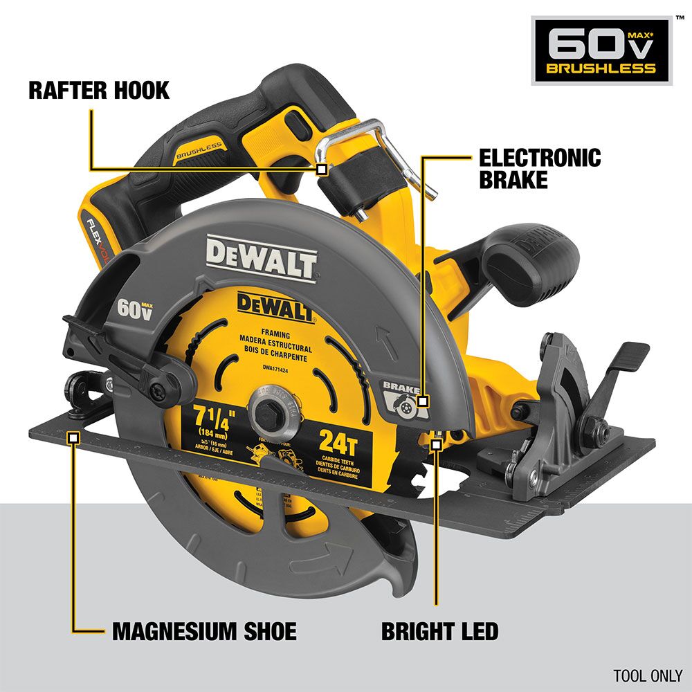CIRCULAR SAW 7-1/4" GEN II BRUSHLESS 60V FLEXVOLT