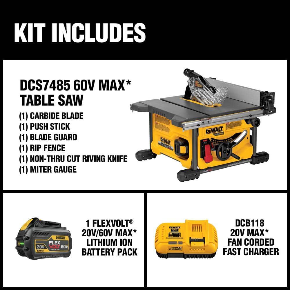 ENSEMBLE BANC DE SCIE 8-1/4'' FLEXVOLT 60V MAX ( 6.0AH )