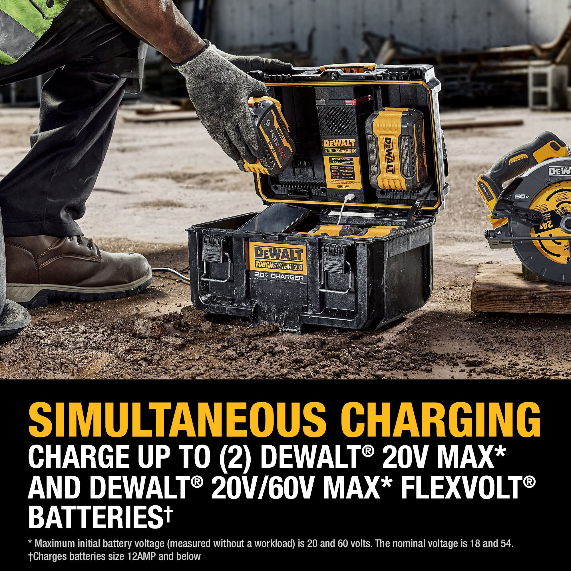 COFFRE CHARGEUR À 2 PORTS 20V TOUGHSYSTEM 2.0