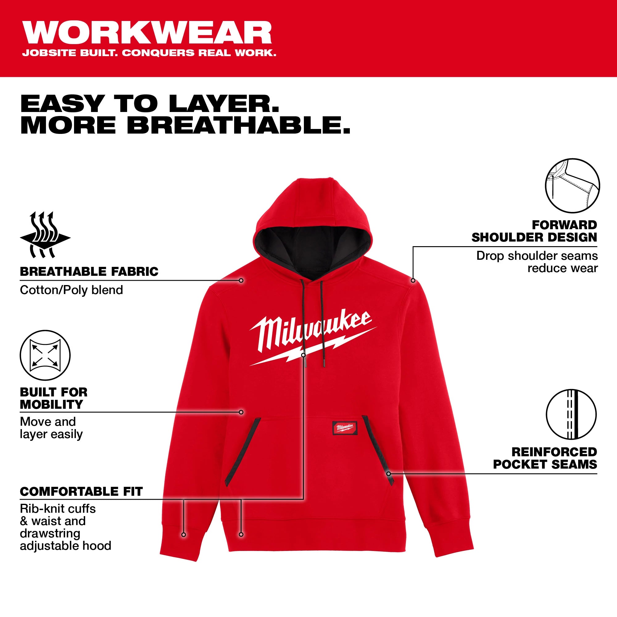 COTON OUATÉ MILWAUKEE BIG LOGO (ROUGE - MEDIUM)