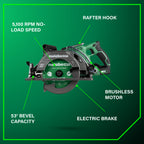 SCIE CIRCULAIRE 7-1/4'' POIGNÉE ARRIÈRE BRUSHLESS 36V