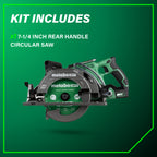 SCIE CIRCULAIRE 7-1/4'' POIGNÉE ARRIÈRE BRUSHLESS 36V