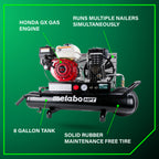 COMPRESSEUR 5.5HP 8 GALLONS GAZ HONDA SUR ROUE