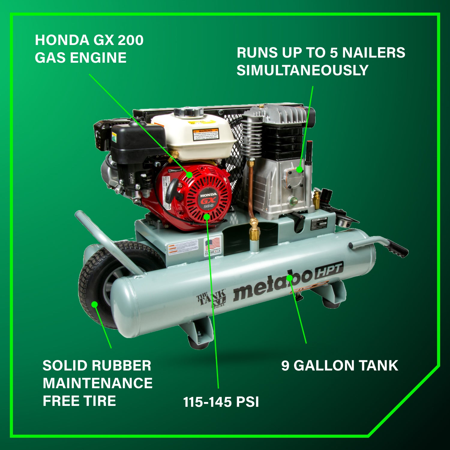 COMPRESSEUR 5.5HP 9 GALLONS SUR ROUE ''THE TANK XL''