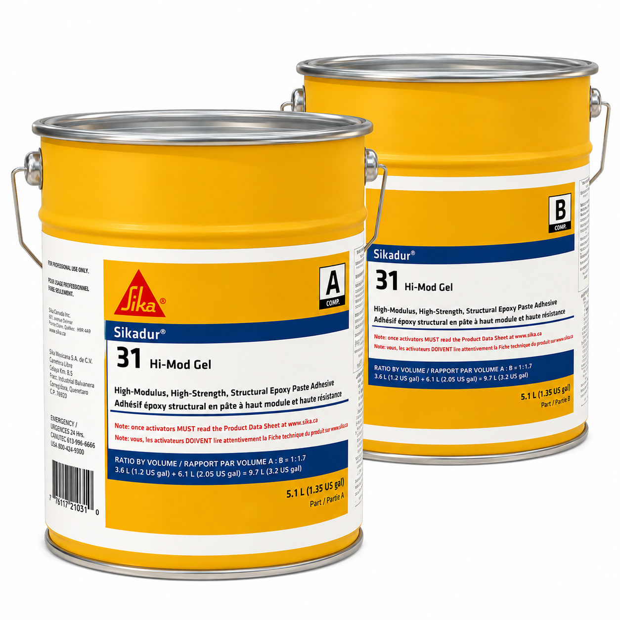 ADHÉSIF ÉPOXY STRUCTURAL SIKADUR-31 HI-MOD 10L (2 COMP. AB)