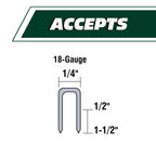 ENSEMBLE D'AGRAFEUSE 1/4'' CAL. 18 DE 1/2'' À 1-1/2''  (18V)