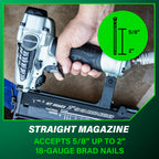 18 GAUGE FINISH NAILER, 5/8'' TO 2''